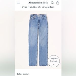 Abercrombie ultra high waist 90s straight leg, medium wash